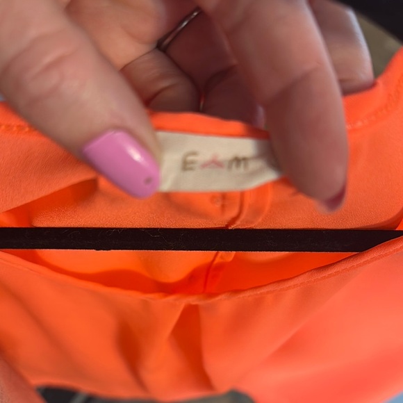 Women's Orange Top with button down back - Picture 2 of 5